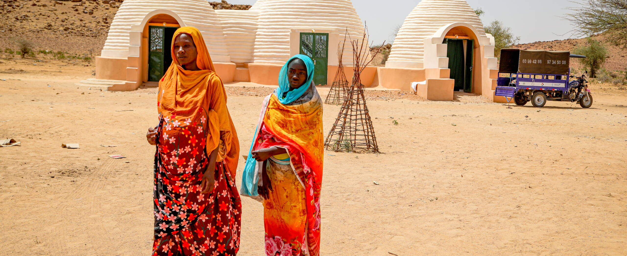 Zwei schwangere Frauen stehen vor einem Geburtshaus.