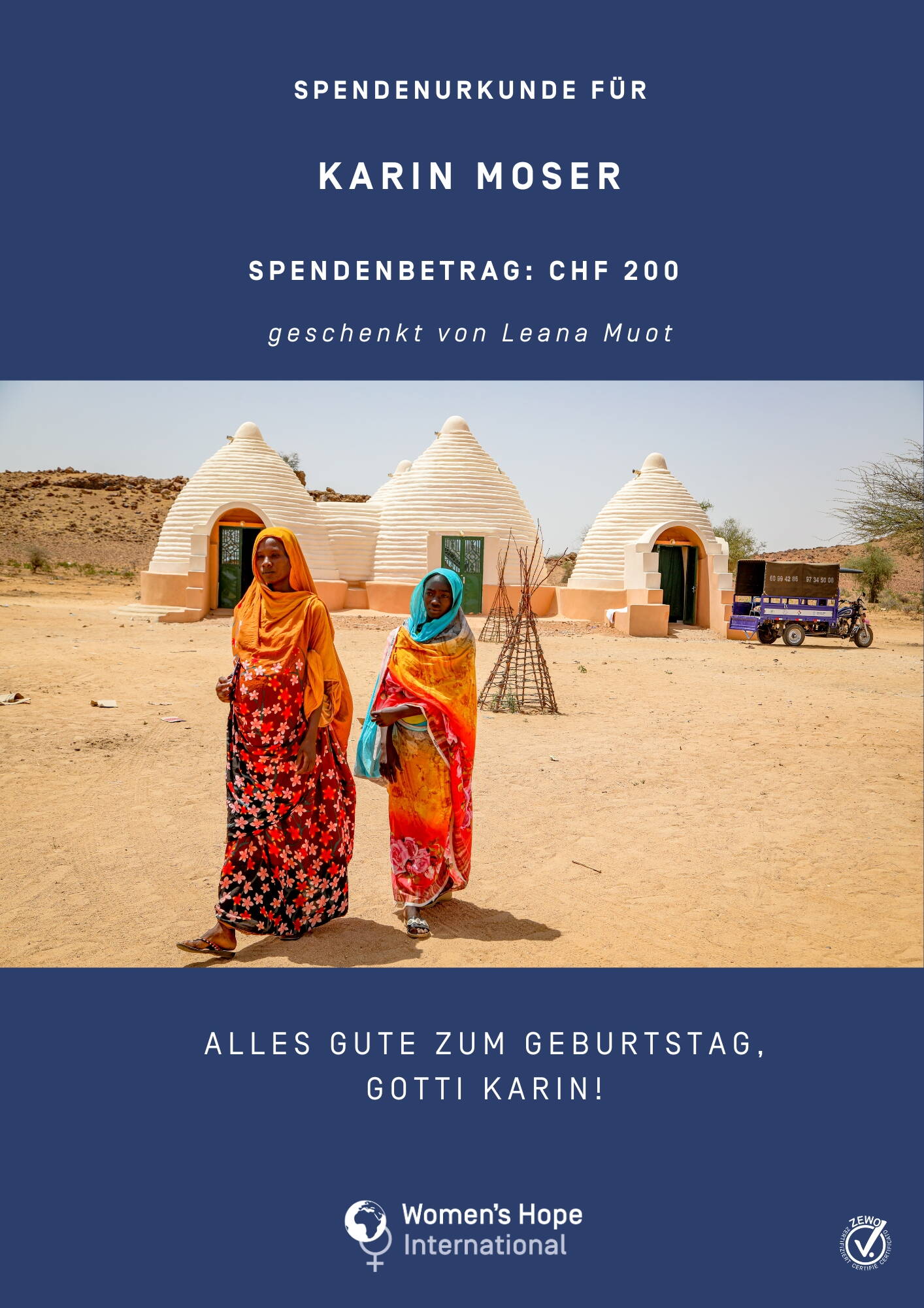 Spendenurkunde Beispiel einer Spendenurkunde.