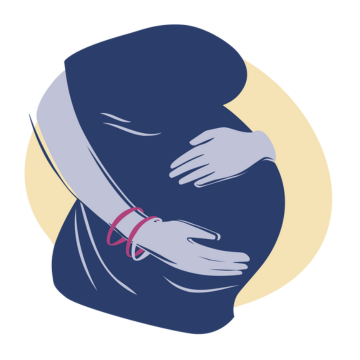 Illustration schwangerer Bauch.