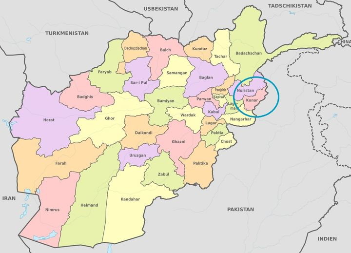 Map Afghanistan - Province of Kunar